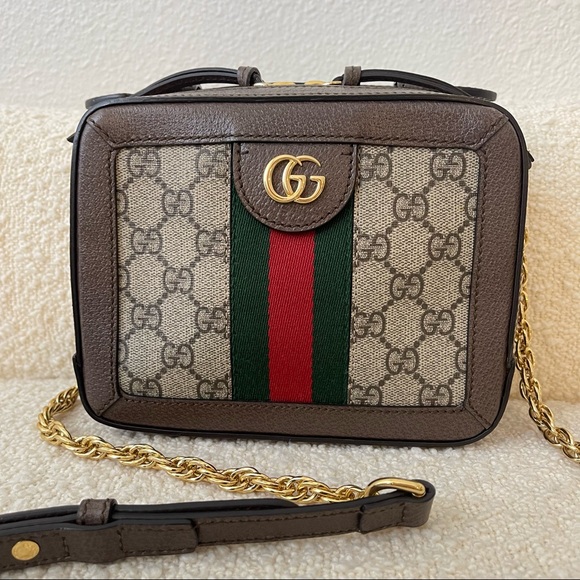 Gucci GG Supreme Monogram Mini Ophidia Top Handle Shoulder Bag Brown - Picture 6 of 13